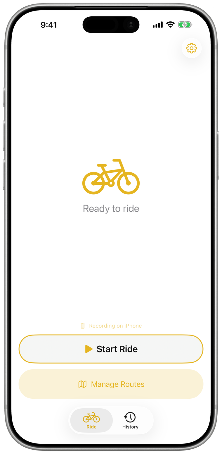 The Joyride home screen, ready to start a ride.