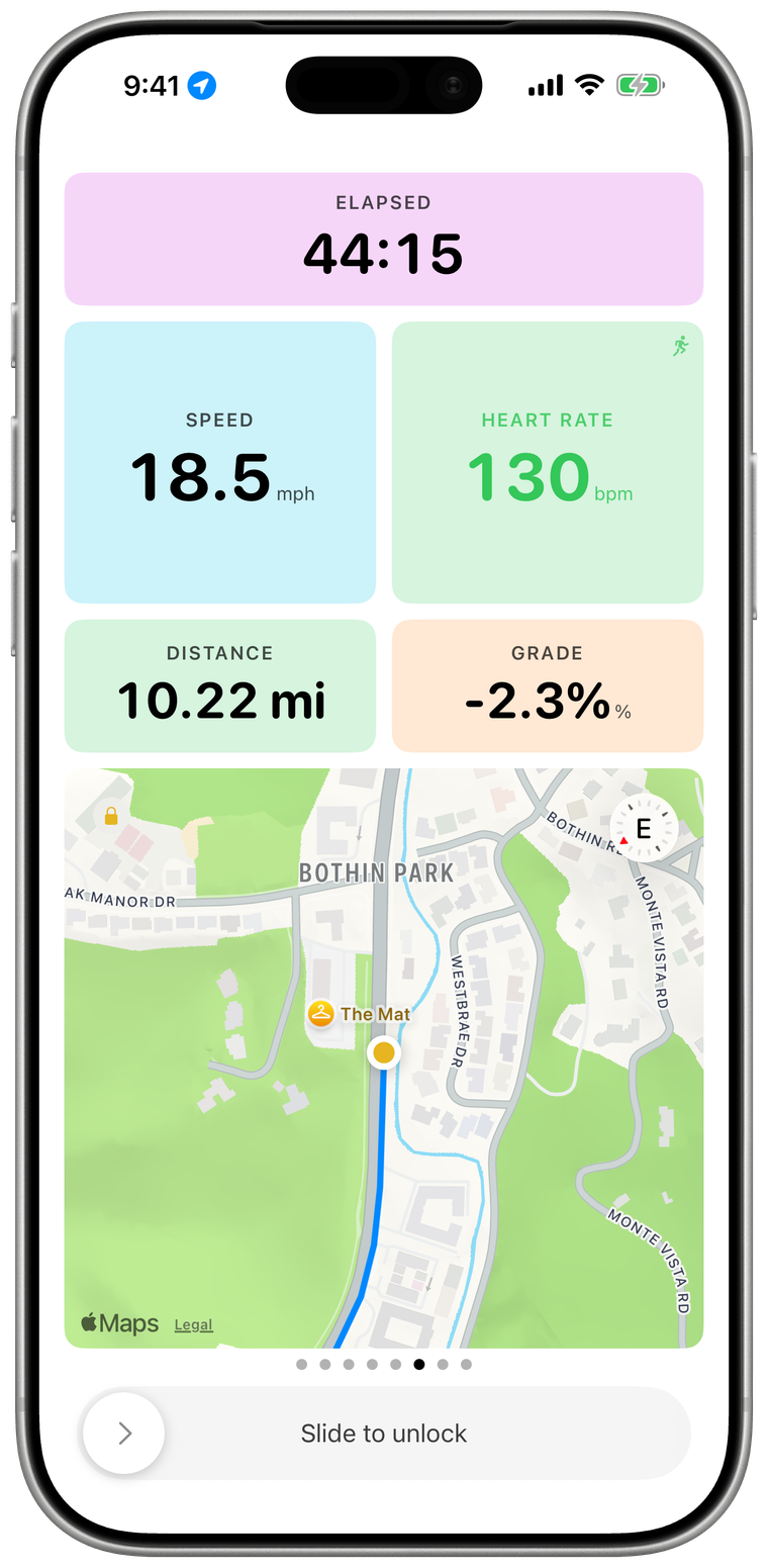A data-screen layout combining metric tiles with a live route map.